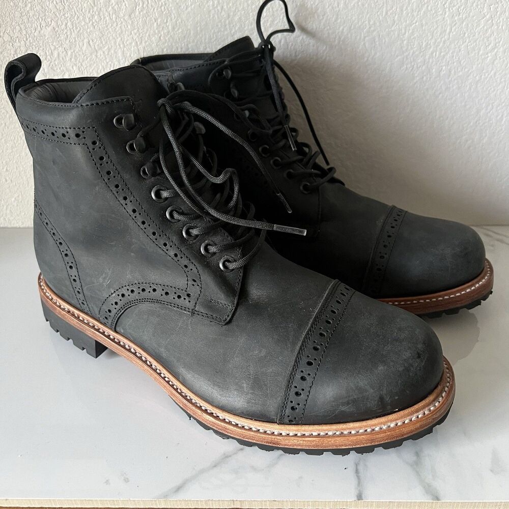 Wilcox Fairfax Matte Black Leather Boots Size 11